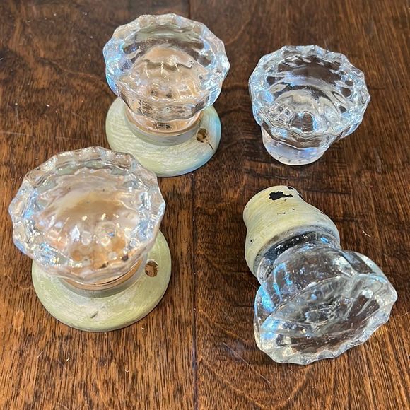 Vintage Glass Door Knobs with Brass Accents - Picture 1 of 3